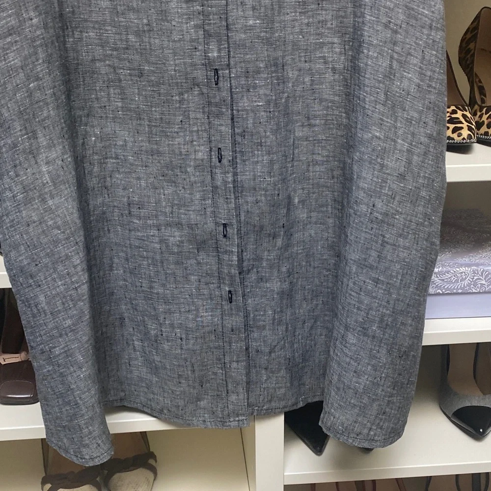 Tahari - Gray Linen Button-Down Dress!  Like NEW. Size S. - Picture 7 of 15